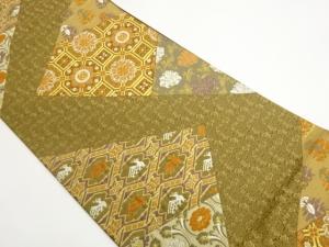 切り嵌め風古典柄模様織出し袋帯